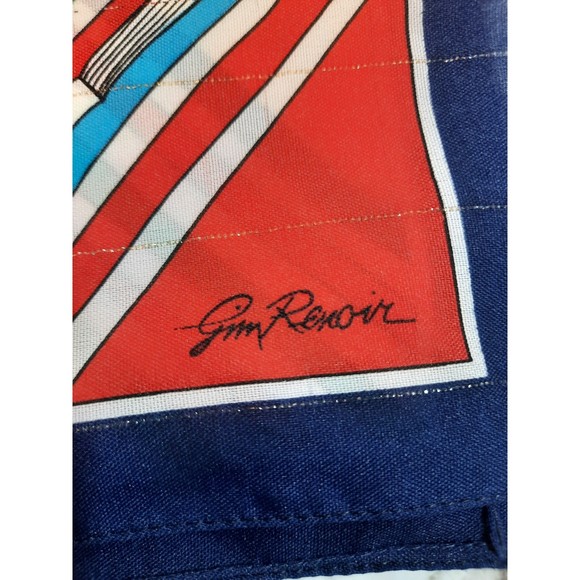 3 Vintage Scarves 1 Blue Peach Yellow 1 Blue Red Pink 1 Red White Blue - Picture 9 of 9